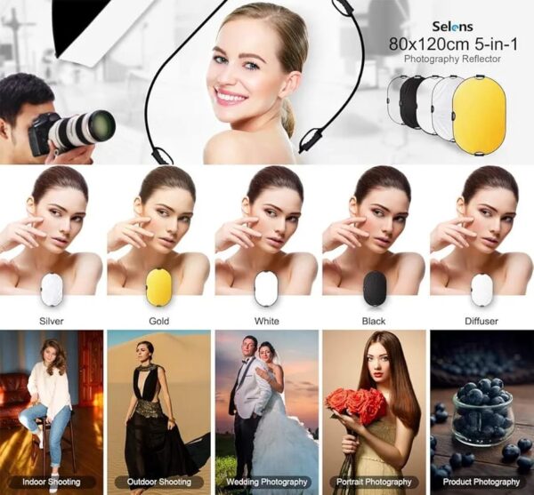 ريفلكتور 120×180 سم 5×1 – عاكس متعدد الأسطح بحجم كبير مع حقيبة حمل