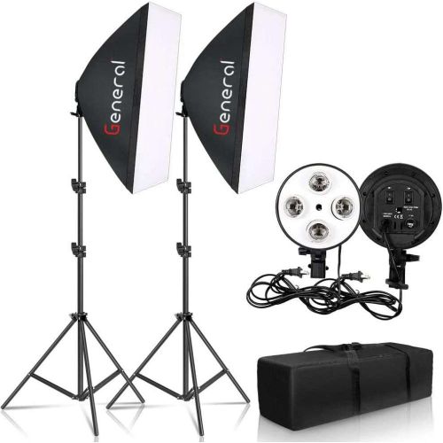 طقم كامل دوايا رباعي مع سوفت بوكس – إضاءة ناعمة ومحترفة لجلسات التصوير